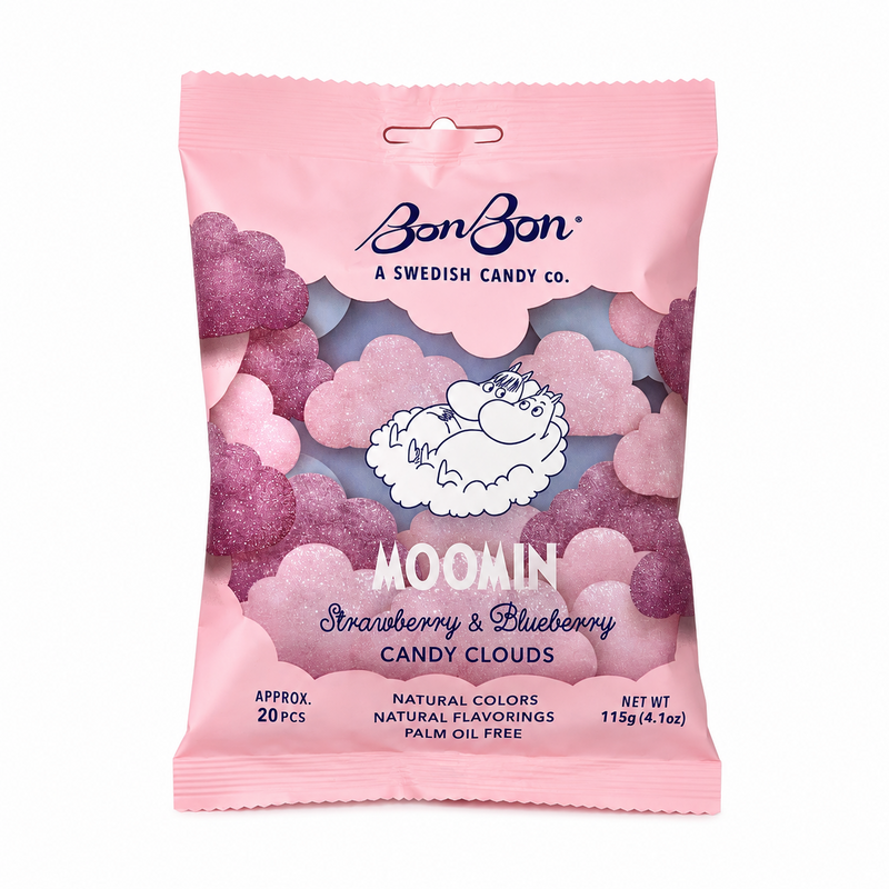 BonBon Moomin Strawberry and Blueberry Candy Clouds 115g front