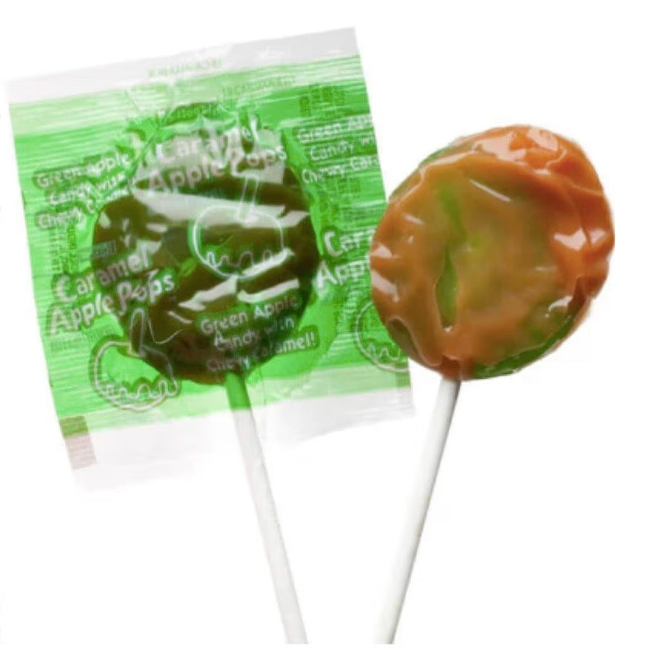 Caramel Apple Pop – Sweet & Sour Green Apple Lollipop | Classic Caramel Coated Candy