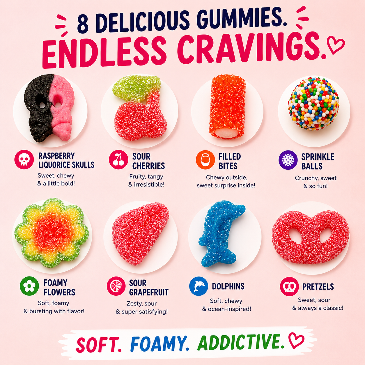Swedish Sour Candy Mix 1 LB – Assorted Foamy Gummies | Canada