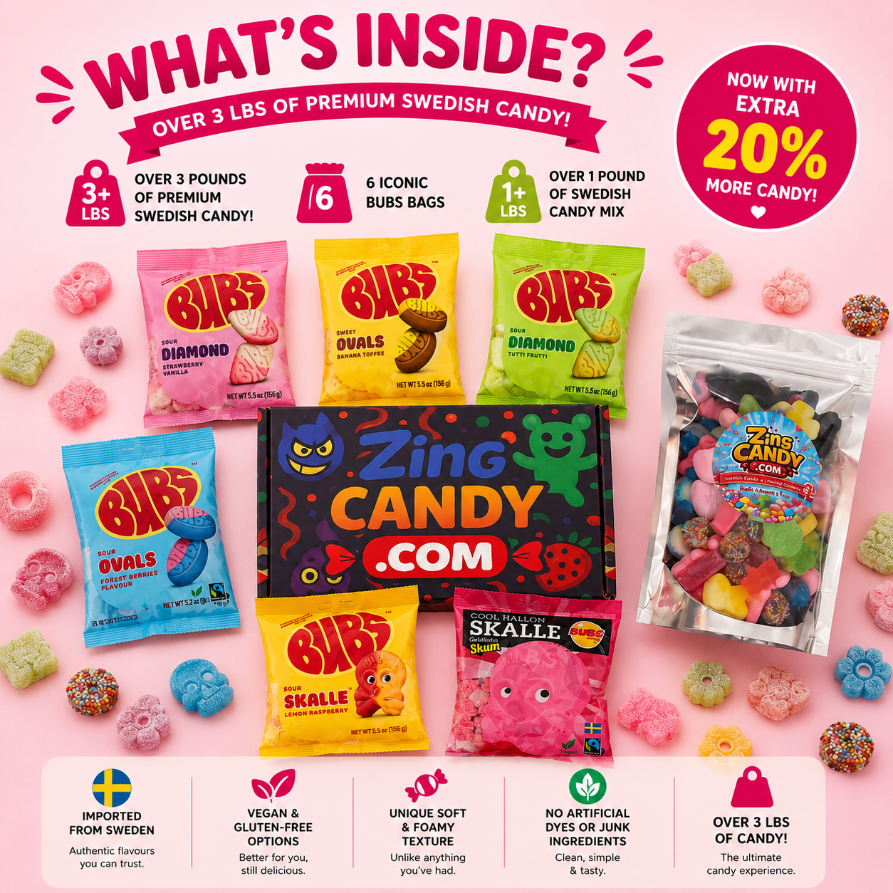 BUBS Swedish Candy Reserve Box – Over 3 lbs Vegan Gummy Mix | Canada