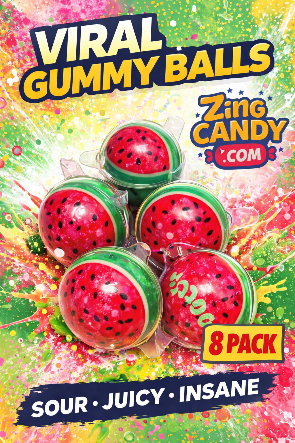 eFrutti Watermelon Splash Gummy Balls (8-Pack)