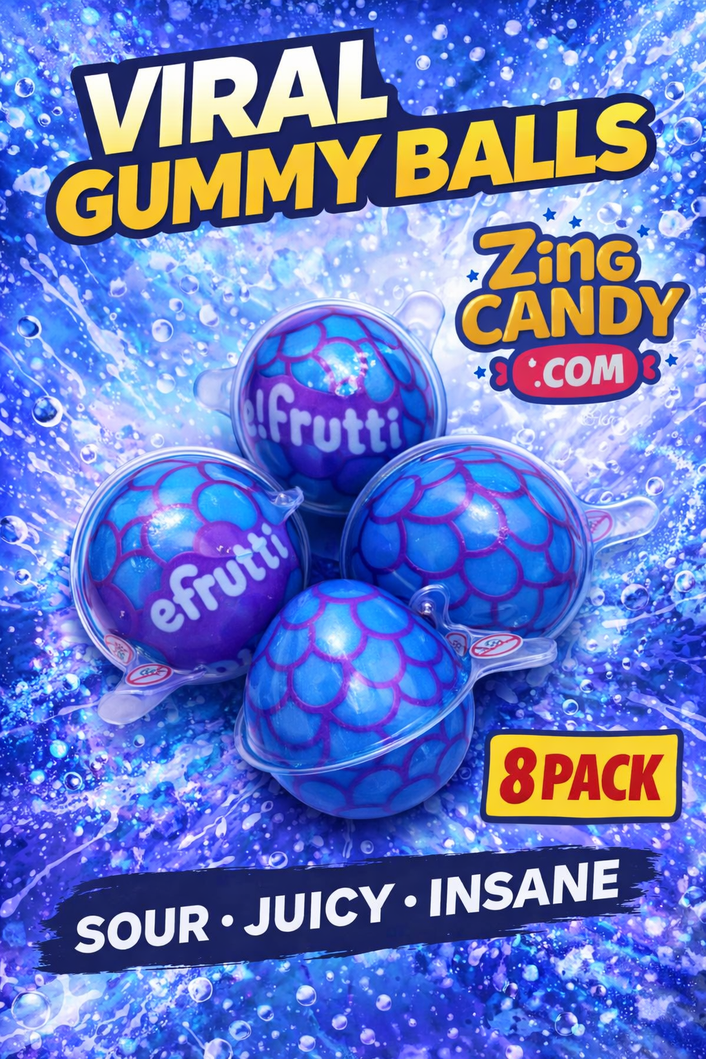 eFrutti Blue Raspberry Gummy Balls (8-Pack)