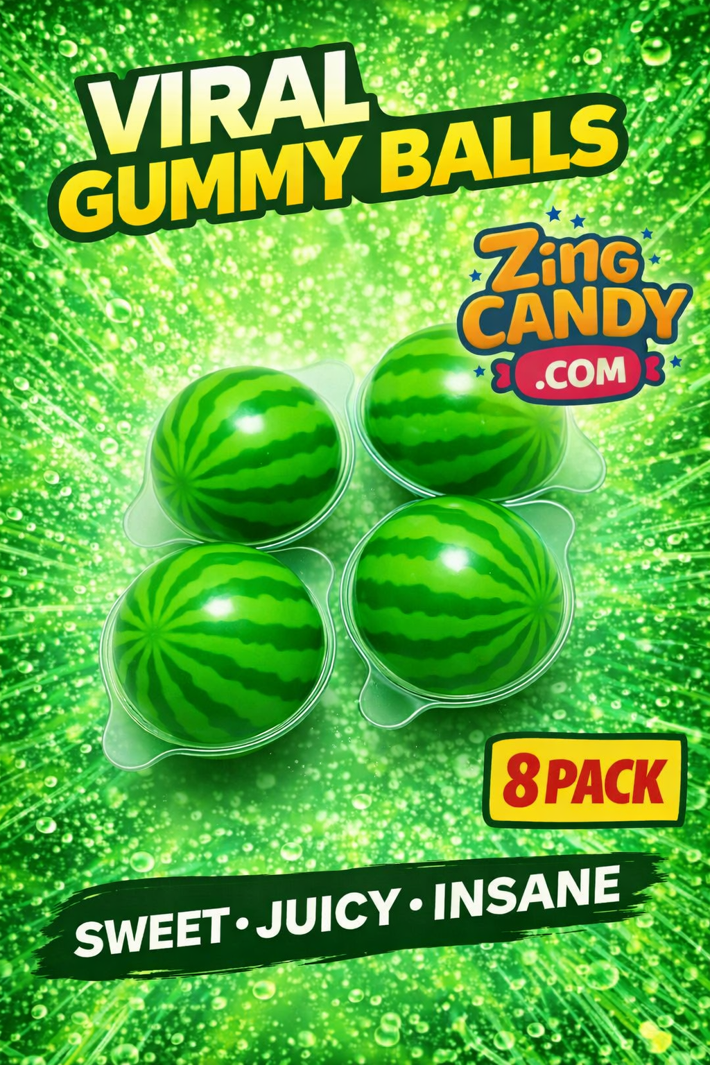 Mini Watermelon Gummy Splash Balls (8-Pack)