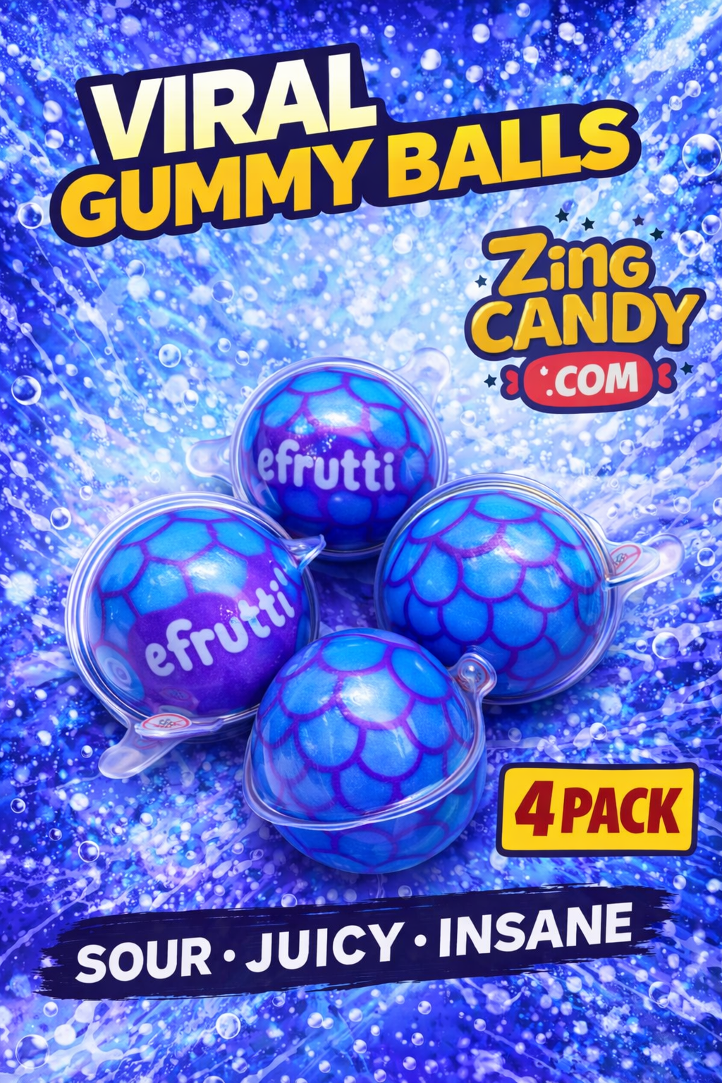 eFrutti Blue Raspberry Gummy Balls (4-Pack)