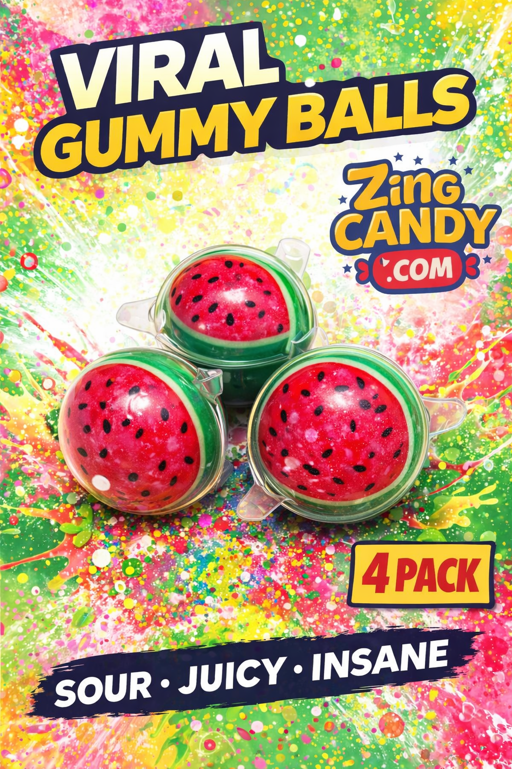 eFrutti Watermelon Splash Gummy Balls (4-Pack)