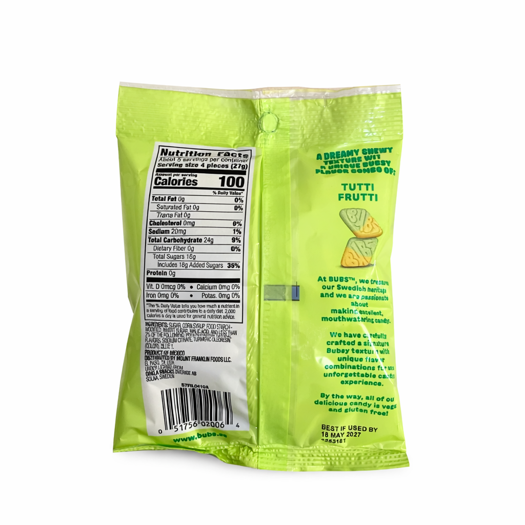 BUBS Sour Diamond Tutti Frutti Candy (5.5 oz Bag)