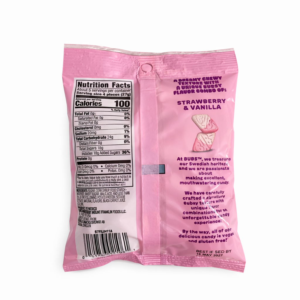 BUBS Sour Diamond Strawberry Vanilla Candy (5.5 oz Bag)