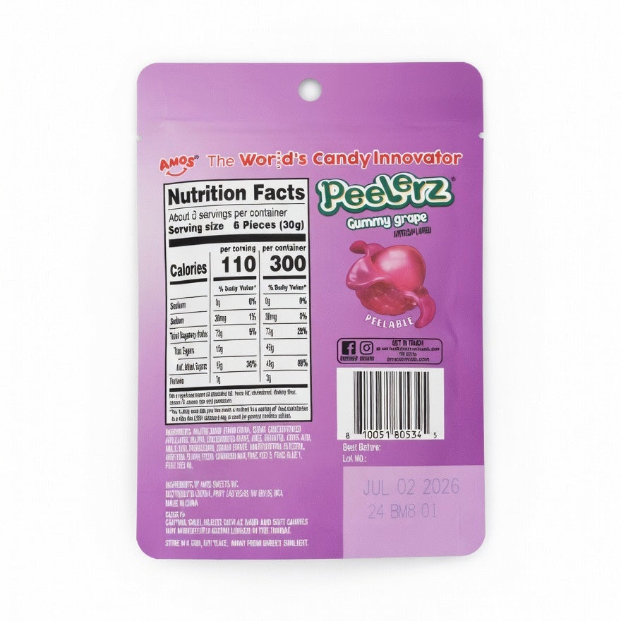 Peelerz Grape Peelable Gummy 85g – Viral Candy | Canada