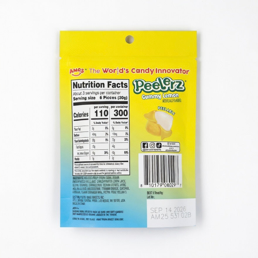Peelerz Lemon Peelable Gummy 85g – Viral Candy | Canada