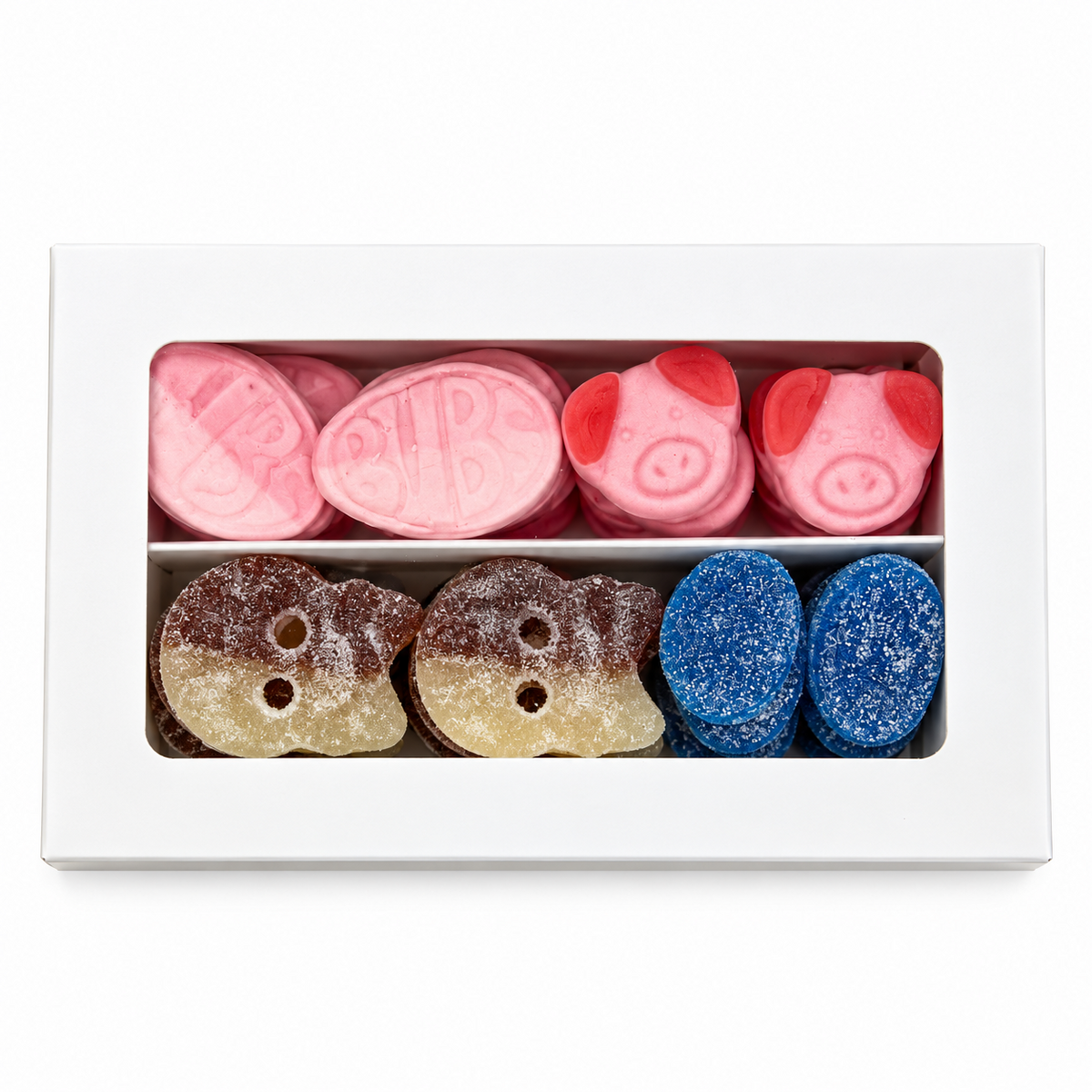 Berry and Sour Candy Gift Box in white window presentation packaging