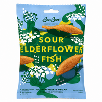 BonBon Sour Elderflower Fish vegan Swedish candy 150g front