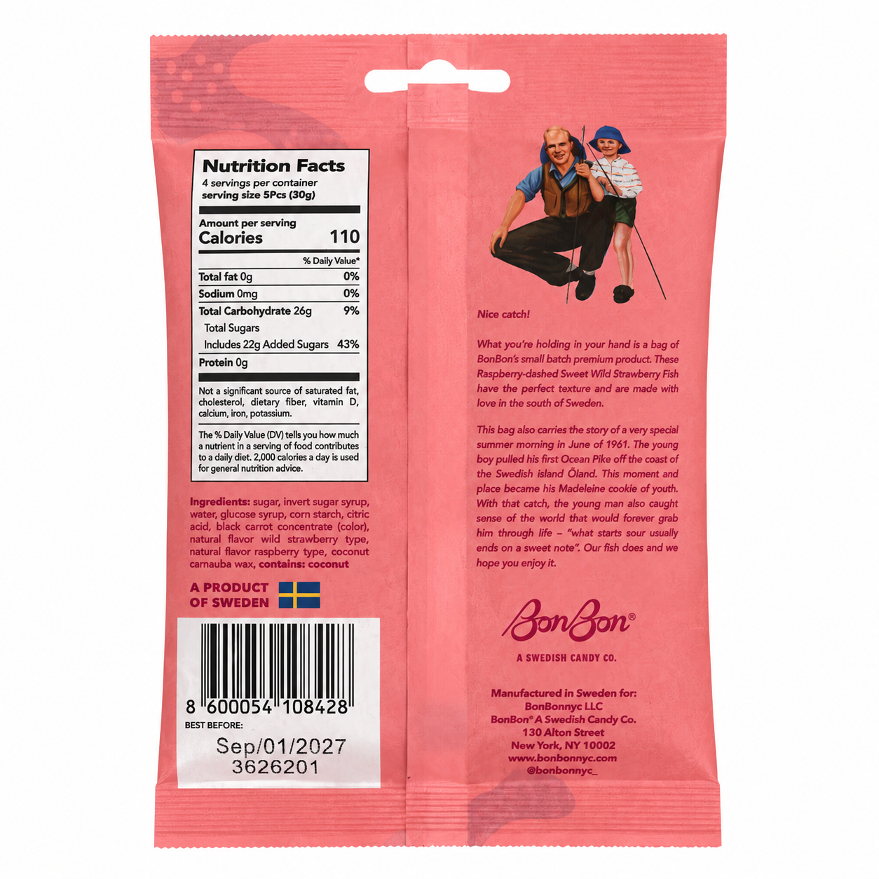 BonBon Sweet Wild Strawberry Fish 150g ingredients and nutrition