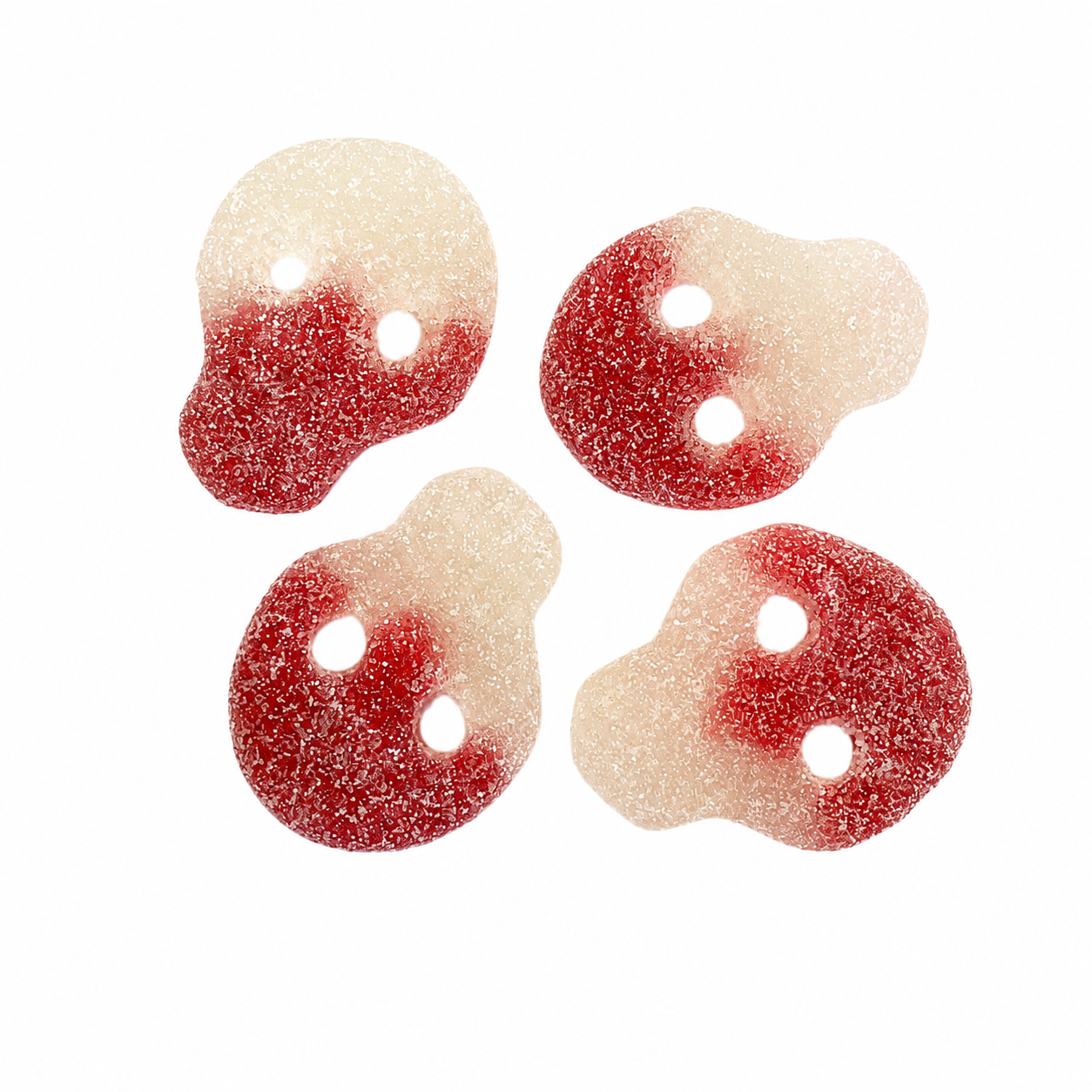 Danish Sour Skull Swedish candy on a white background