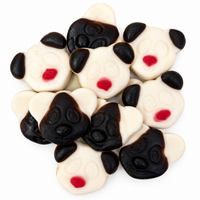 Katja Drop Beren licorice panda gummies on white background