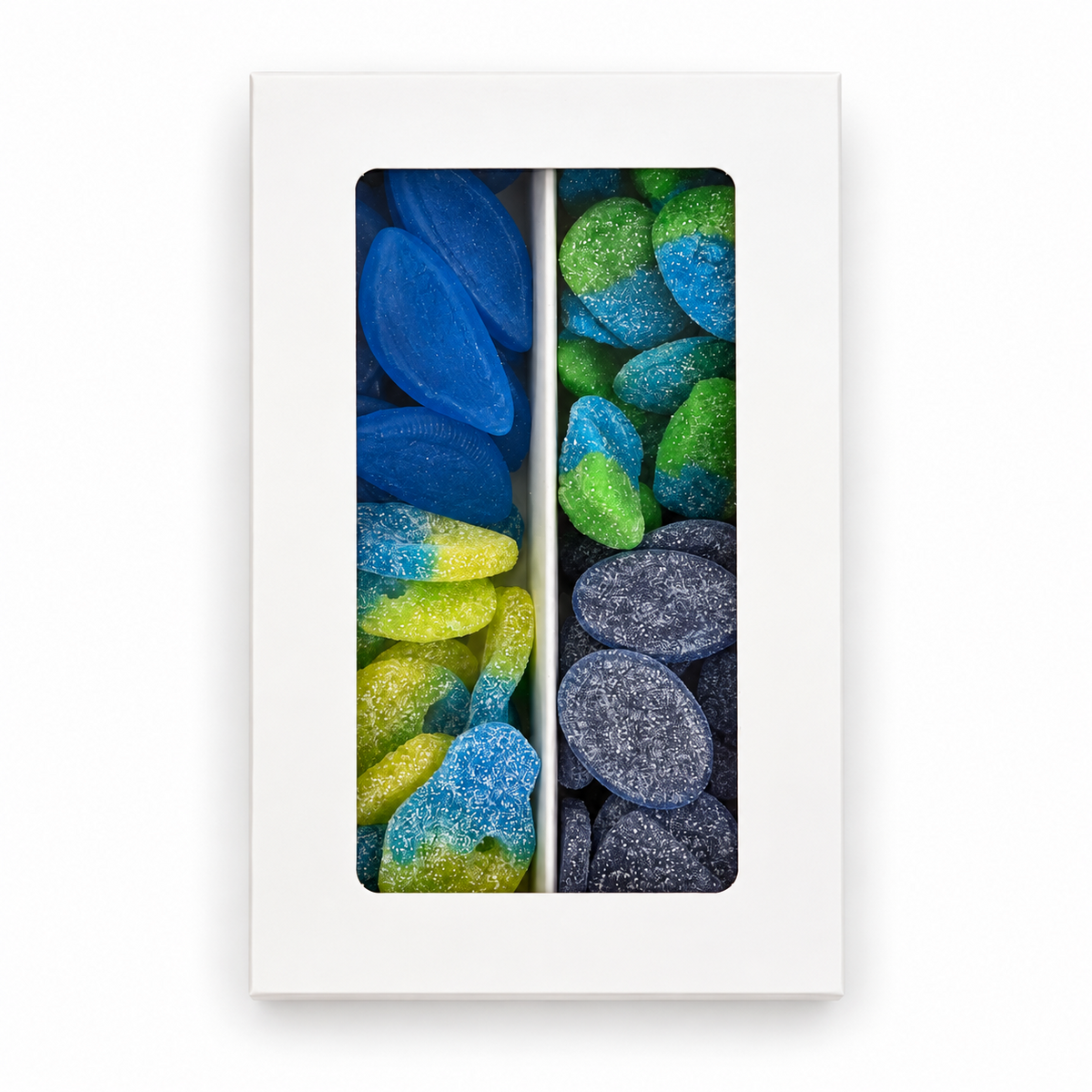 Nordic Blue Sampler white window candy box