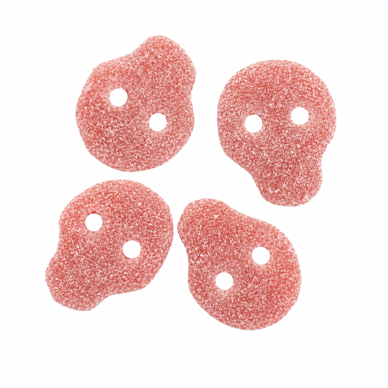 Pinky Skull Sour Swedish candy skulls on a white background