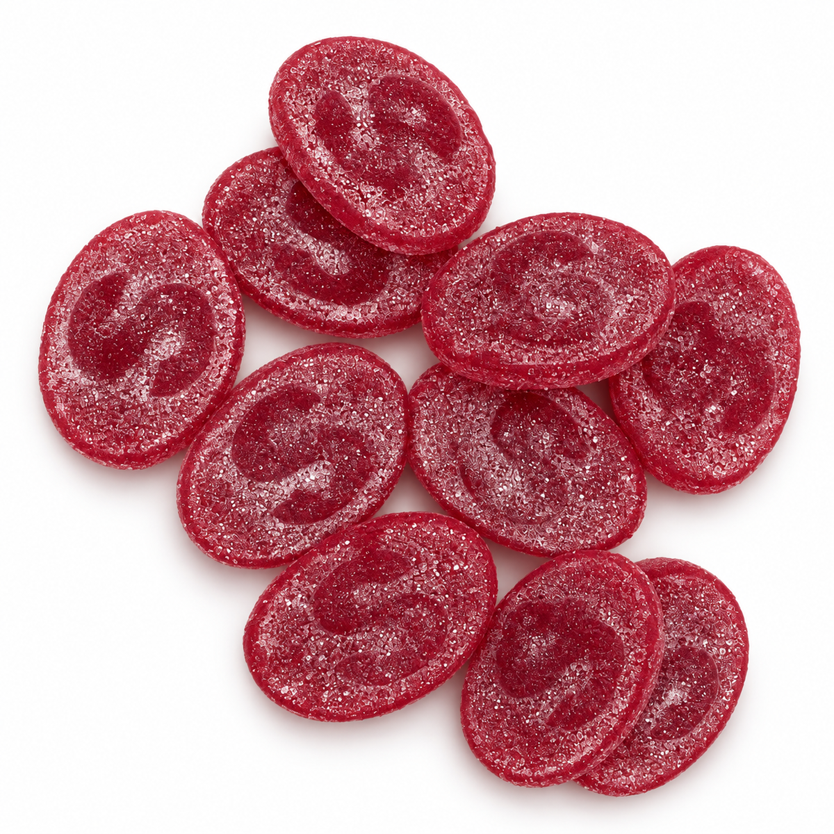 S-Märke Sour Cherry candy on a clean white background