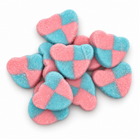 Sour Bears Blueberry & Strawberry pink-and-blue, sugar-coated bear-shaped candies on a clean white background