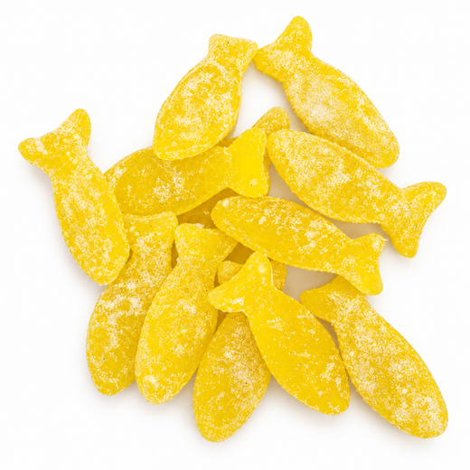 Sour elderflower fish 70 g taster on white background