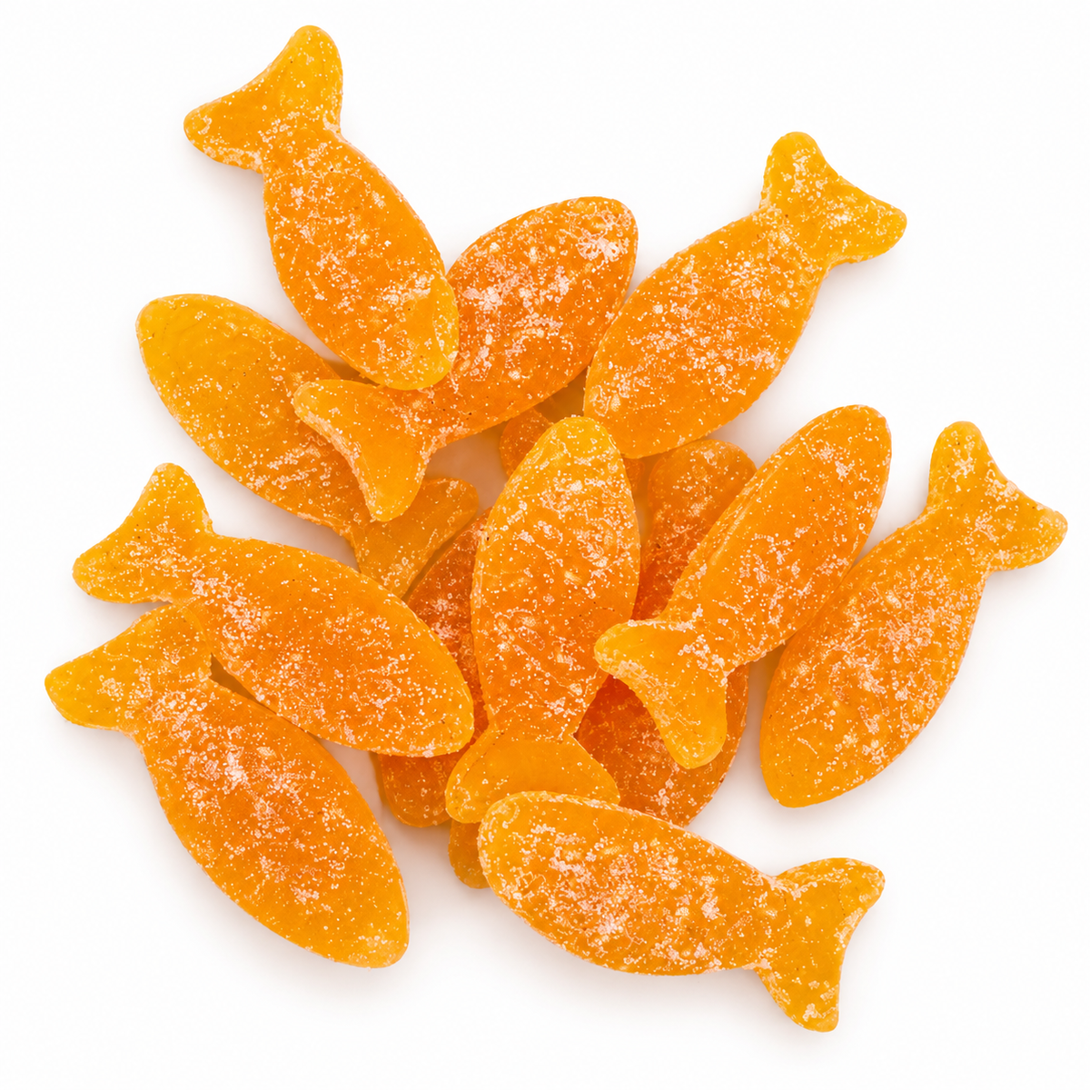 Sour peach fish 70 g taster on white background