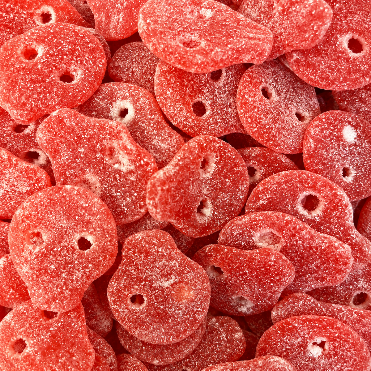 Strawberry Skulls red gummy candy close up