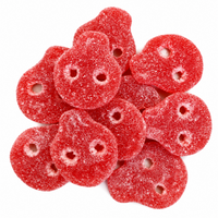Strawberry Skulls red sugar coated gummy candies on white