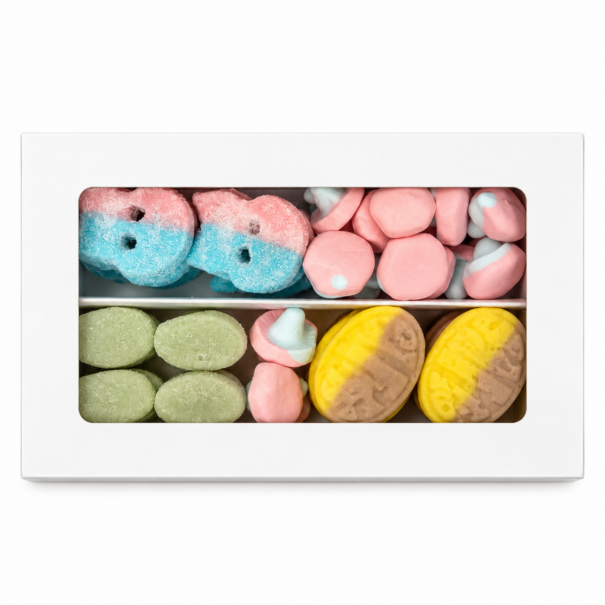 Sweet and Foamy Candy Gift Box in white window packaging